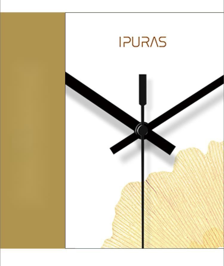 Yipula 6234 Wanduhr im goldenen Ginkgo-Stil für das Wohnzimmer, schlichter nordischer Stil, leise, Sekundenzeiger, Quarzuhr_voghion.com