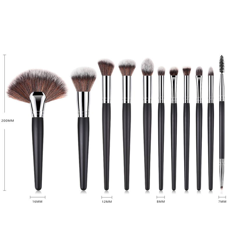 5/7/11/12 Stück Make-up-Pinsel, Make-up-Werkzeuge, Augenset, Lidschattenpinsel, schwarzes und silbernes GUIHUI_voghion.com