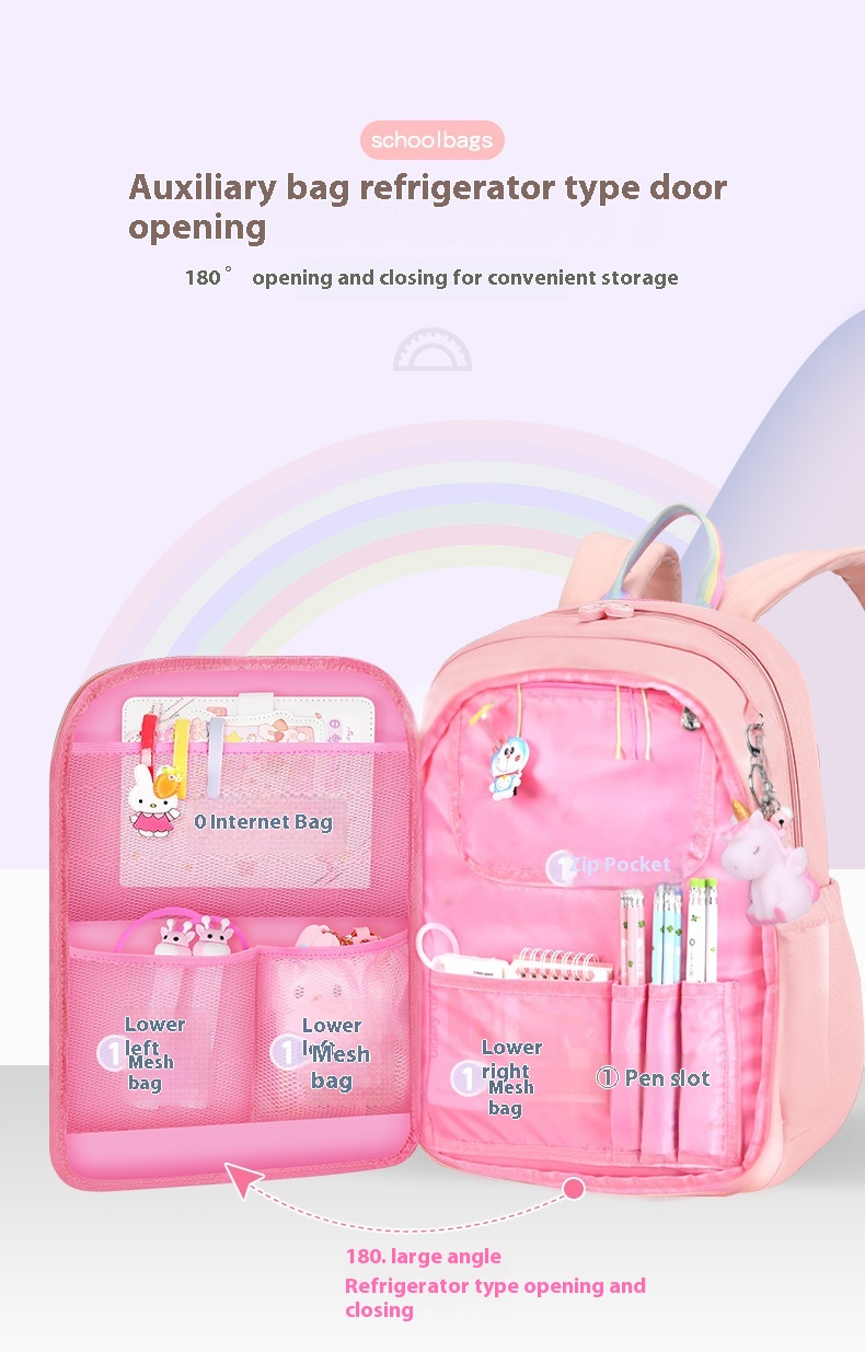 Elementary school girls, backpack boys, refrigerator door side open macaron, lightweight for grades 1-3 to 6_voghion.com