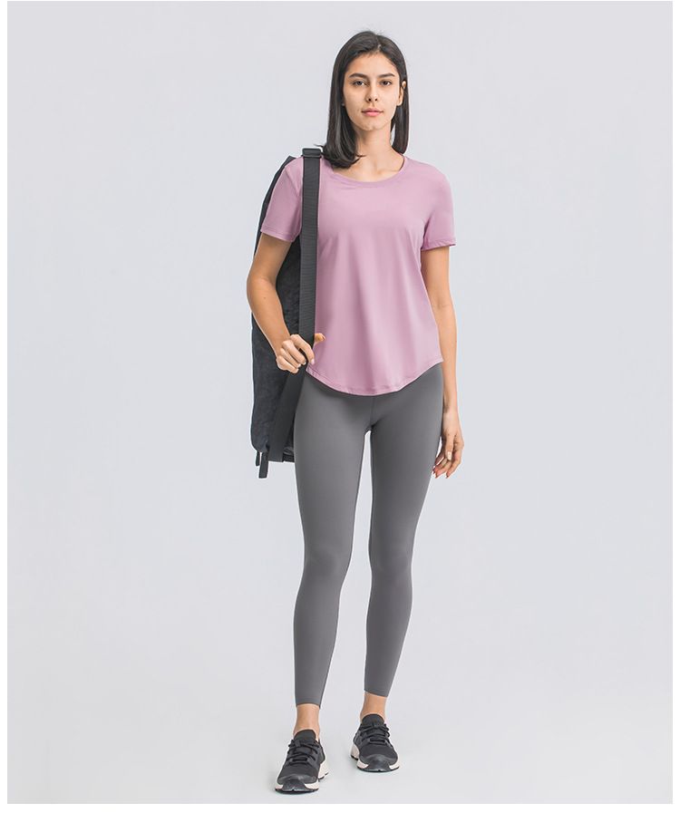 Tricou nou pentru alergare de vară pentru femei, top simplu și largi pentru yoga cu mâneci scurte, îmbrăcăminte sport ușoară și respirabilă pentru alergare și fitness_voghion.com