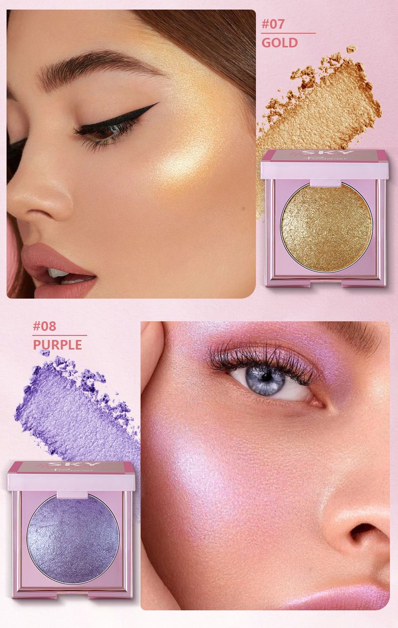 Pudaier Euroopa ja Ameerika kõrglahutusega matt esiletõstev puuderkook ja pärlmutterläikega esiletõstev geel põsepuna värvi tugevdaja_voghion.com