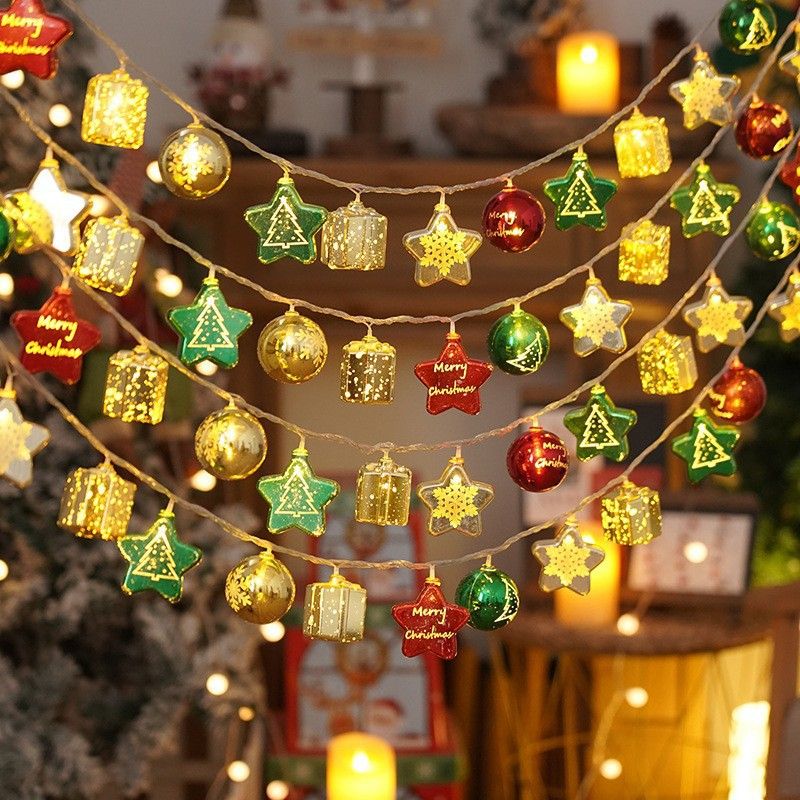 Cross-Border Outdoor Christmas Tree Decoration Santa Claus Atmosphere LED String Lights_voghion.com