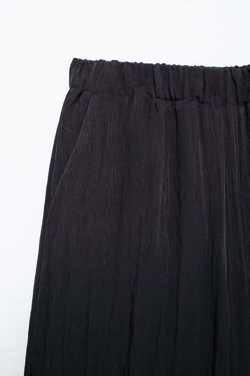 Dámské oblečení, letní novinka 2024, zmačkané sako s otevřeným límcem a širokými nohavicemi, kalhoty a návlek na sukni._voghion.com