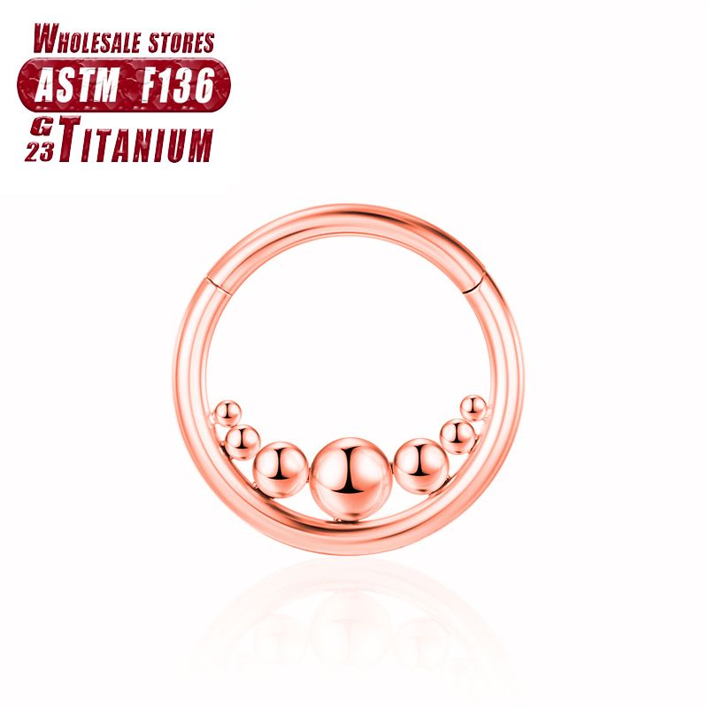 F136 Anello al naso in titanio con pallina in zircone, cerchio per orecchino 16G, piercing all'elica, segmento a spirale con cerniera, trago, cristallo, setto, gioielli per il corpo_voghion.com