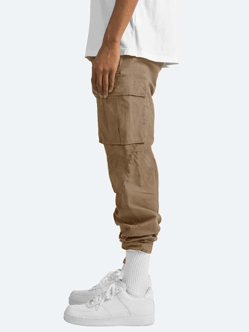 2024 Sommer Neue Herren Arbeitskleidung Kordelzug Multi Pocket Freizeithose_voghion.com