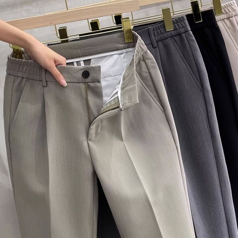 Yün Pantolon Erkek İlkbahar Ve Sonbahar Düz Dokuz Noktalı İnce Kesim Üst Sınıf Pantolon İş Gündelik Pantolon Erkek Pantolon Sonbahar Ve Kış_voghion.com