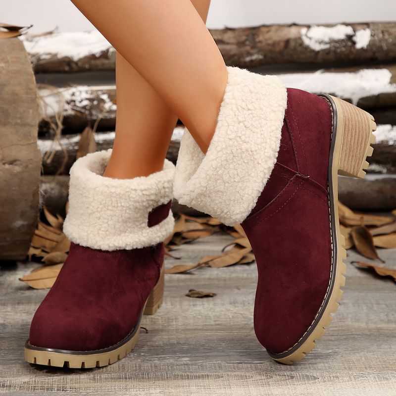 Botas de nieve de ante con tacón grueso, talla 43, botas de algodón de talla grande_voghion.com