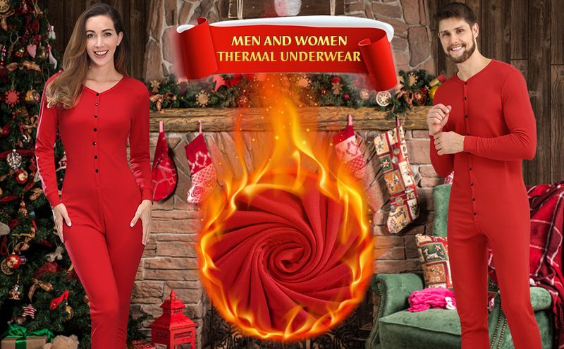 N029 Thermounterwäsche für Herren, Union Suits Pamas, Hemd und Hose, Bodysuit, Mem Family, langärmelig, Basisschicht, Weihnachten, One_voghion.com