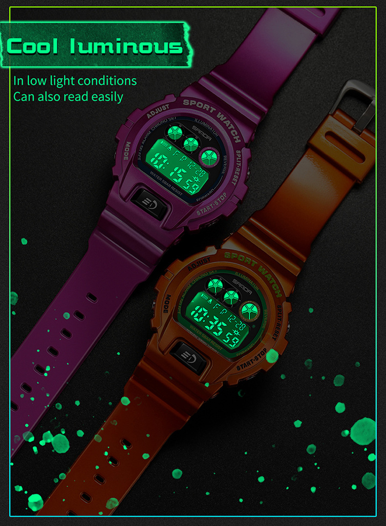 Sanda dopamina elettronica per studenti e studentesse, orologio impermeabile alla moda, tendenza multifunzionale 2017_voghion.com