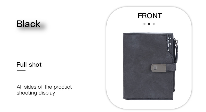 BAELLERRY new women's short wallet version with multiple card slots zipper coin purse buckle card bag men purse_voghion.com