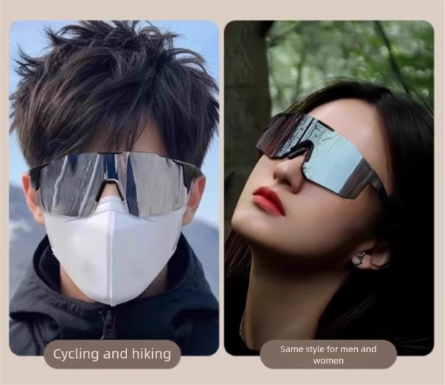 Occhiali da sole unisex antivento per ciclismo, protezione UV, arrampicata, sci, alpinismo, montatura nera, bianco Mercury_voghion.com