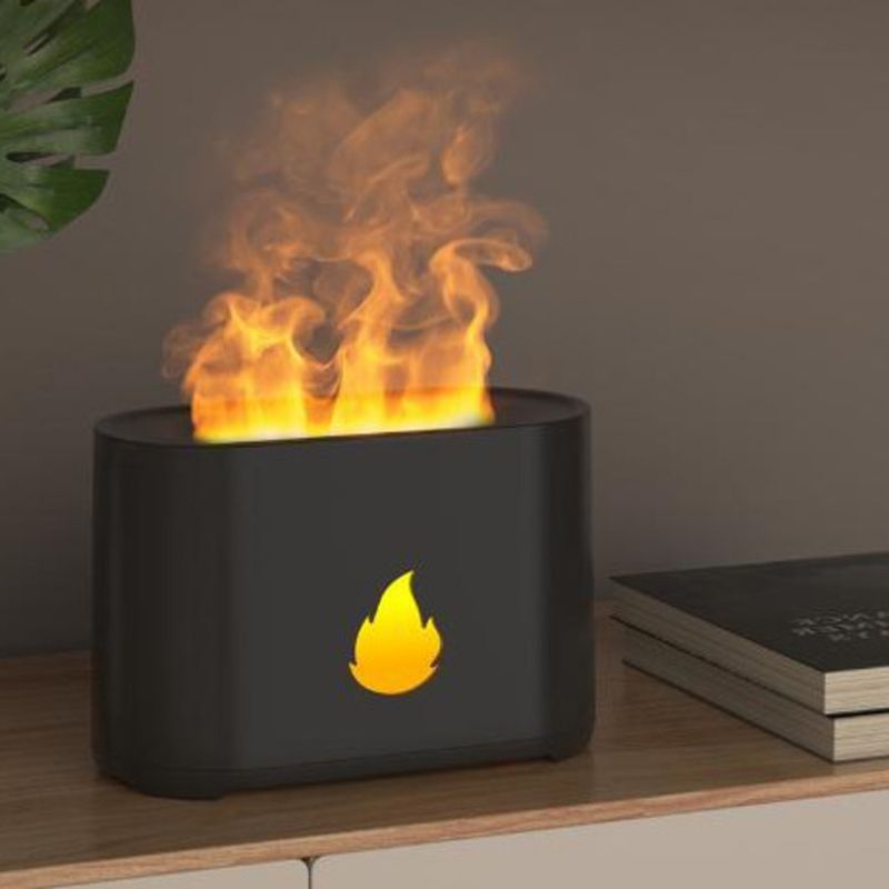 Nordic Minimalist Style Simulated Flame Aromatherapy Humidifier Multifunctional Bluetooth Speaker Bedside Atmosphere_voghion.com