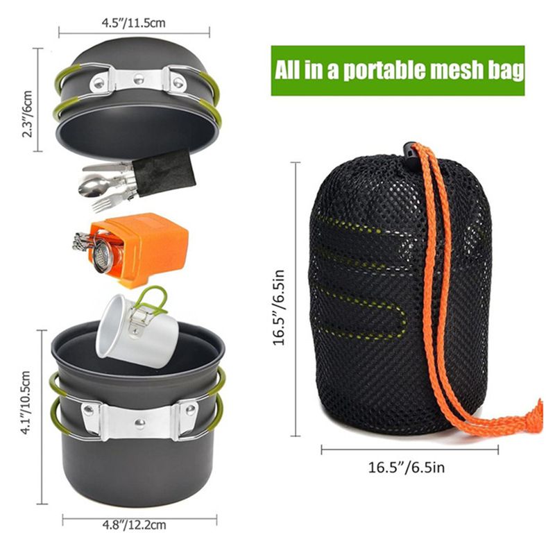 Camping Cookware DS101 Camping Cookware Coffee Cup Cookware Set Camping Stove Portable Tableware Backpacker Camping Cookware Set_voghion.com
