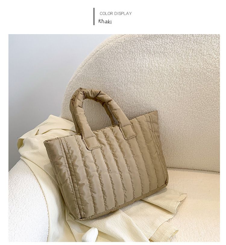 Bag Women's 2023 New Large Capacity Simple Niche Handbag Bag Women's Cotton-padded jacket Shoulder Popular Embroidered Tote Bag_voghion.com