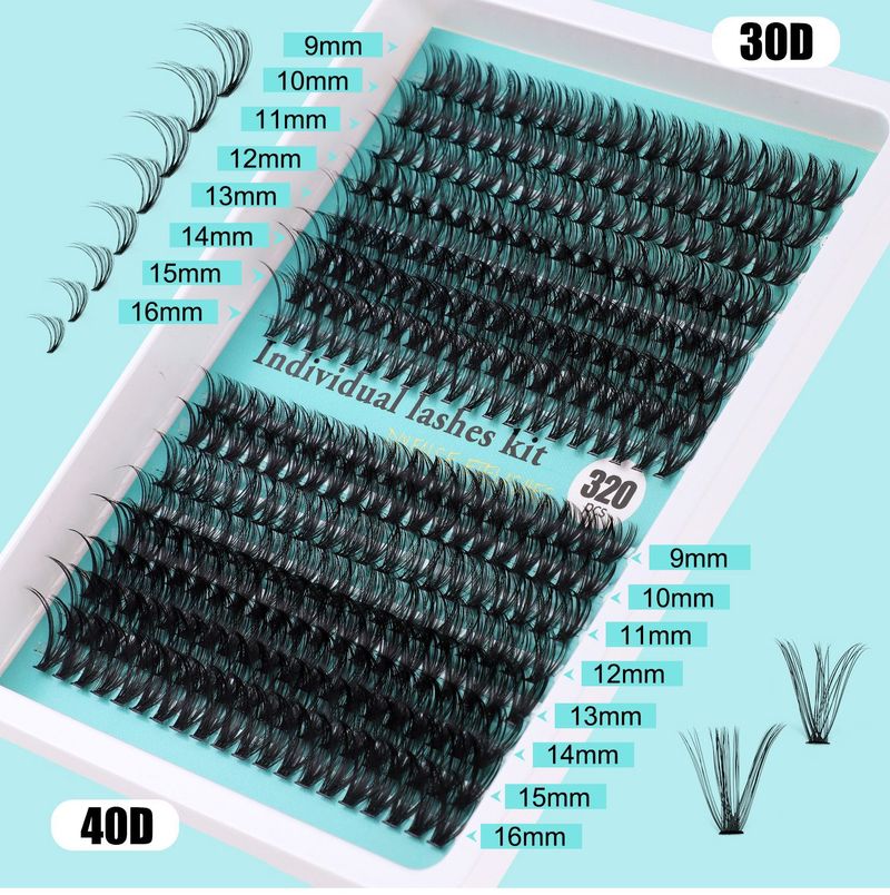 Cross border new 30D100D thick single cluster false eyelashes set 9 16mm curling DIY segmented eyelashes_voghion.com