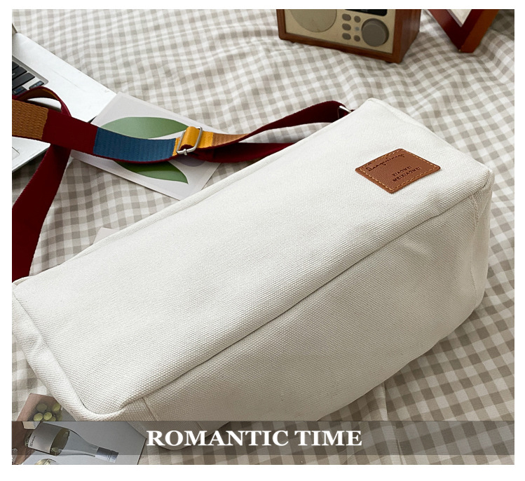 Nieuwe Canvas Schoudertas Grote Capaciteit Vrouwen Messenger Bag Vrouwelijke Crossbody Tassen Gekleurde Bandjes Retro Handtas voor Student_voghion.com