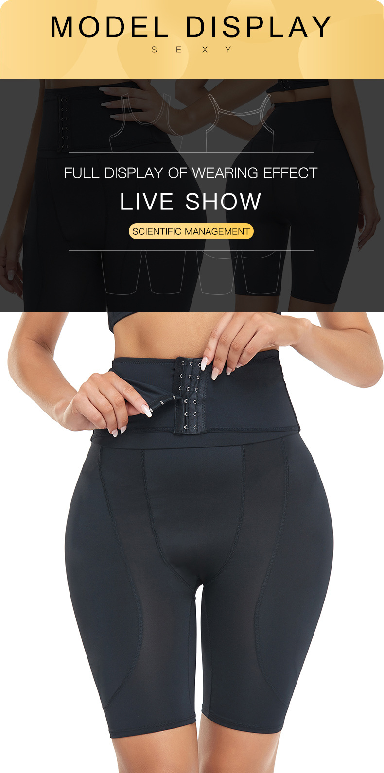 Fake butt lifting pants to enlarge buttocks and crotch, high waist breasted tummy control pants, foam padded body corset and tight pants_voghion.com