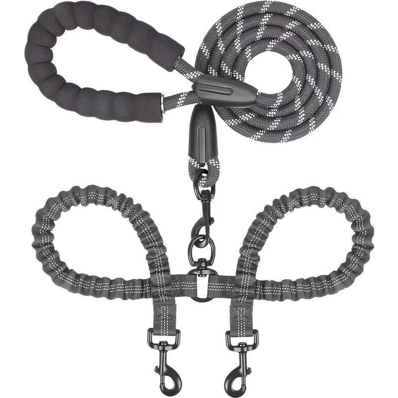 One-to-Two Large Explosion-Proof Retractable Leash P Rope Dog Chain_voghion.com