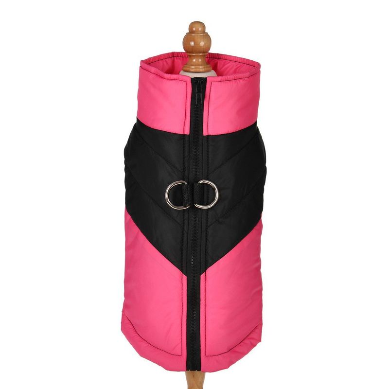 Novas roupas para cães de estimação, inverno, grossas, quentes, à prova de frio, jaqueta de algodão para filhotes, traje de esqui com blocos de cores_voghion.com