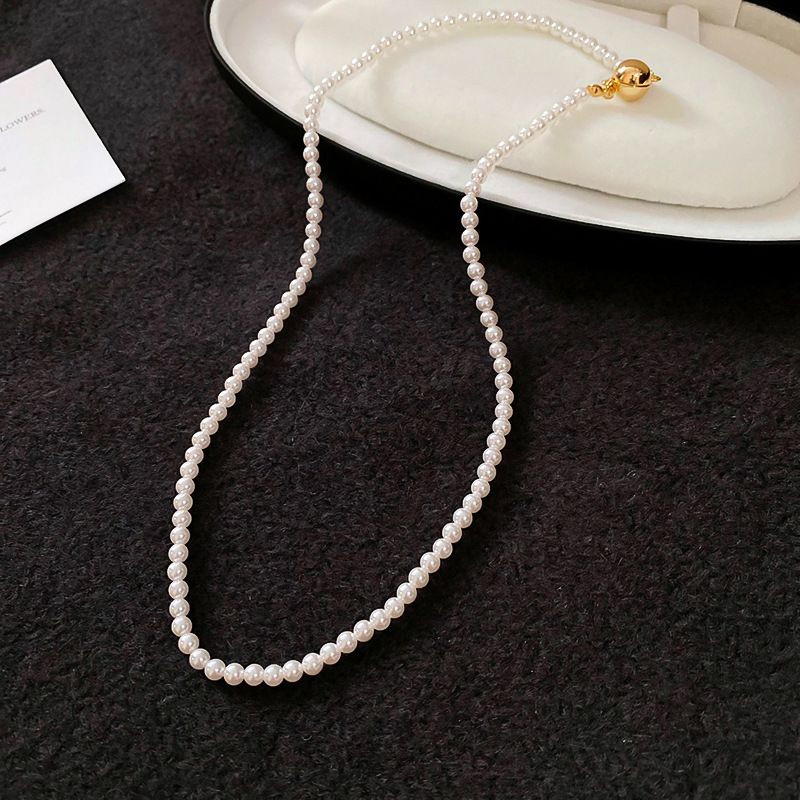 Echtes Gold Galvanisierte Shijia Perlenkette, Einfaches Und Vielseitiges Temperament, Schlüsselbeinkette, Modisch, Leicht_voghion.com