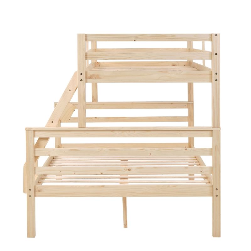 Twin Over Full Bunk Bed With Ladder,Wooden Bunk Bed With High Guardrail And Ladder For Kids, Teens, Dorm Rooms, And Guest Rooms,No Box Spring Needed,Natural_voghion.com