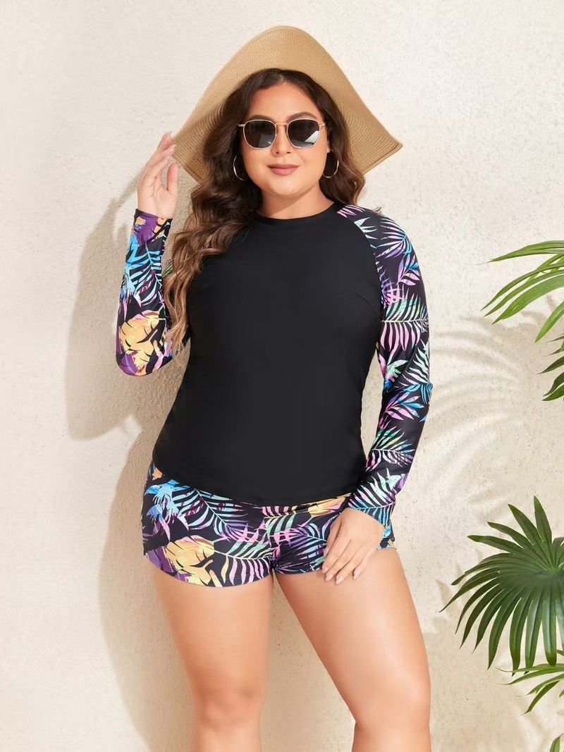 Maillot de bain deux pièces à manches longues et taille haute pour femme, modèle tankini grande taille, nouveauté 2025_voghion.com
