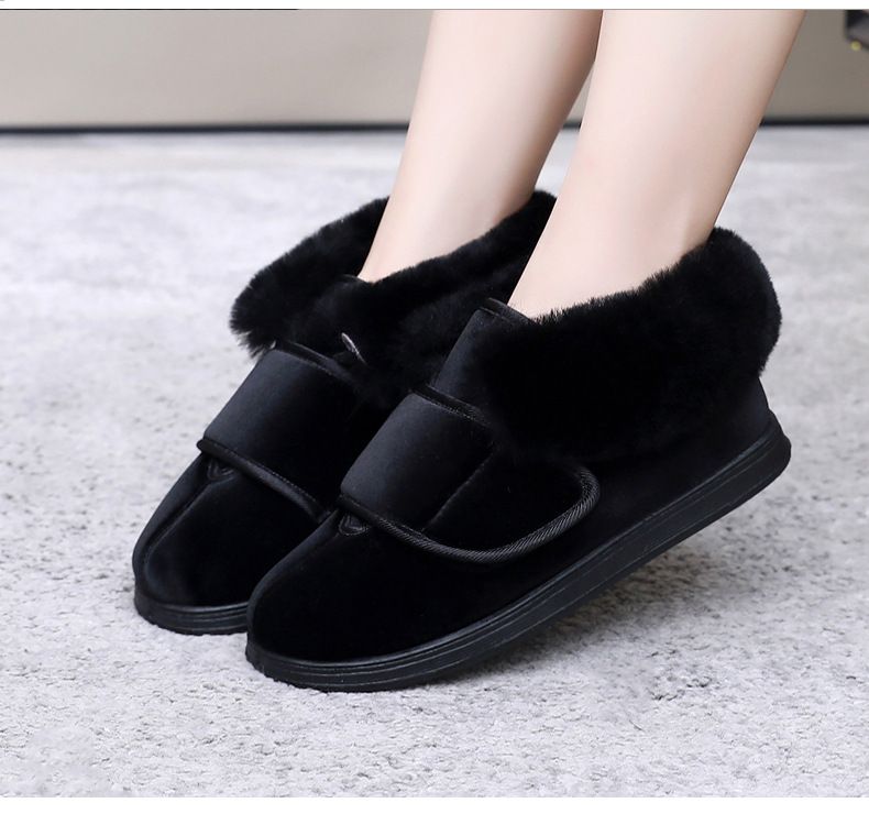 Lesvago, nuove scarpe basse in cotone caldo invernale, allargate e ispessite con colletto in vera pelliccia, velluto dal temperamento nobile_voghion.com