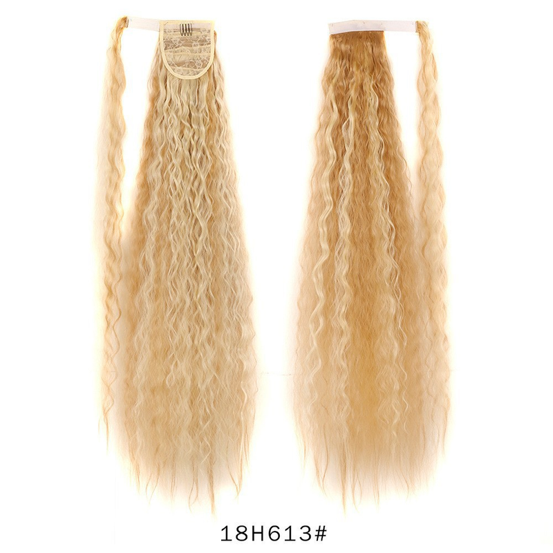 Perruque femme style Velcro perm de maïs moelleux cheveux longs bouclés queue de cheval haute et basse perruque naturelle à haute température en soie ondulée à l'eau_voghion.com