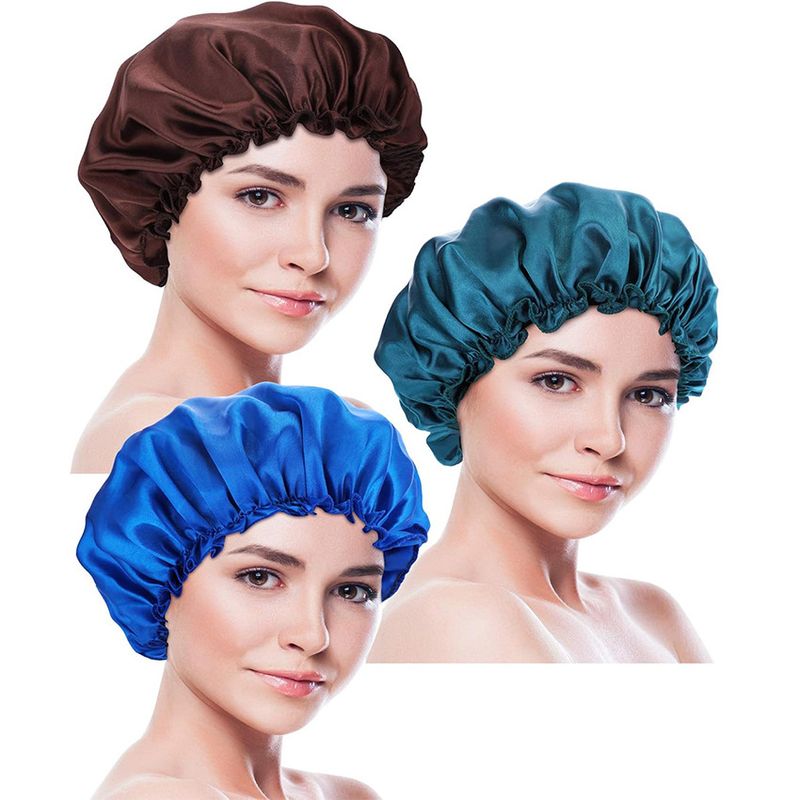 Foreign Trade Women's Satin Lace Sleep Cap Hair Care Solid Color Chemotherapy Home Hat Cross-Border Exclusive_voghion.com