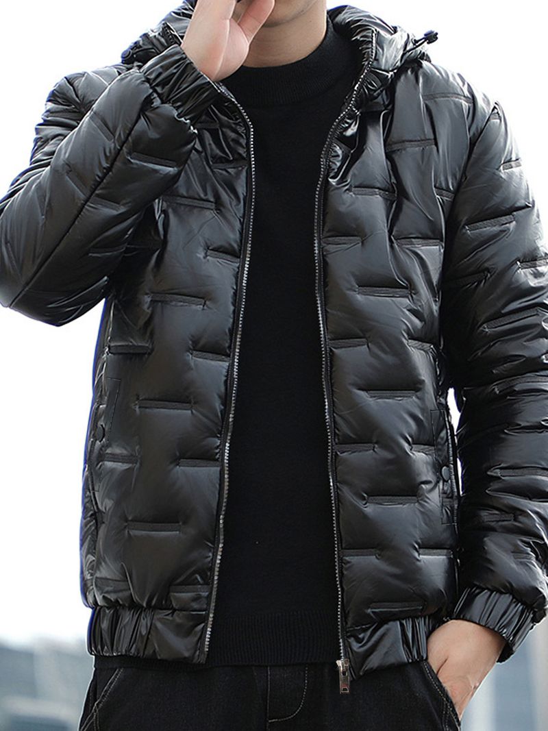 Men’s Performance Puffer Jacket – Lightweight Reflective Ski & Gym Coat (Black, Slim Fit)_voghion.com