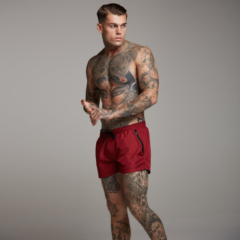 Schnelltrocknende Shorts für Herren – Strand- und Laufshorts für den Sommer, leicht und atmungsaktiv, mit Taschen (Schwarz/Blau, M-Large)_voghion.com