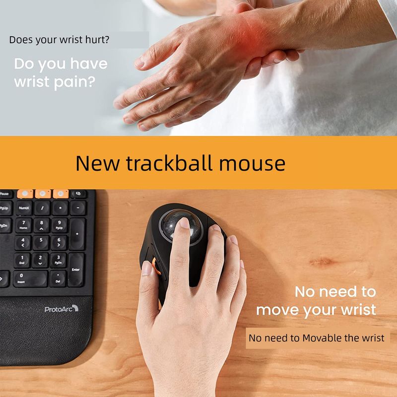 Novo Trackball de três modelos sem fio para escritório Bluetooth silencioso ergonômico vertical desenho CAD mouse_voghion.com