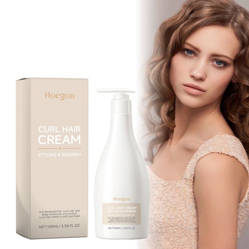 Fugtgivende krøllecreme, fugtgivende og glansfuldt krøllet hår, blødgørende og fikserende, fugtgivende og fugtgivende hår, elastisk krøllecreme_voghion.com