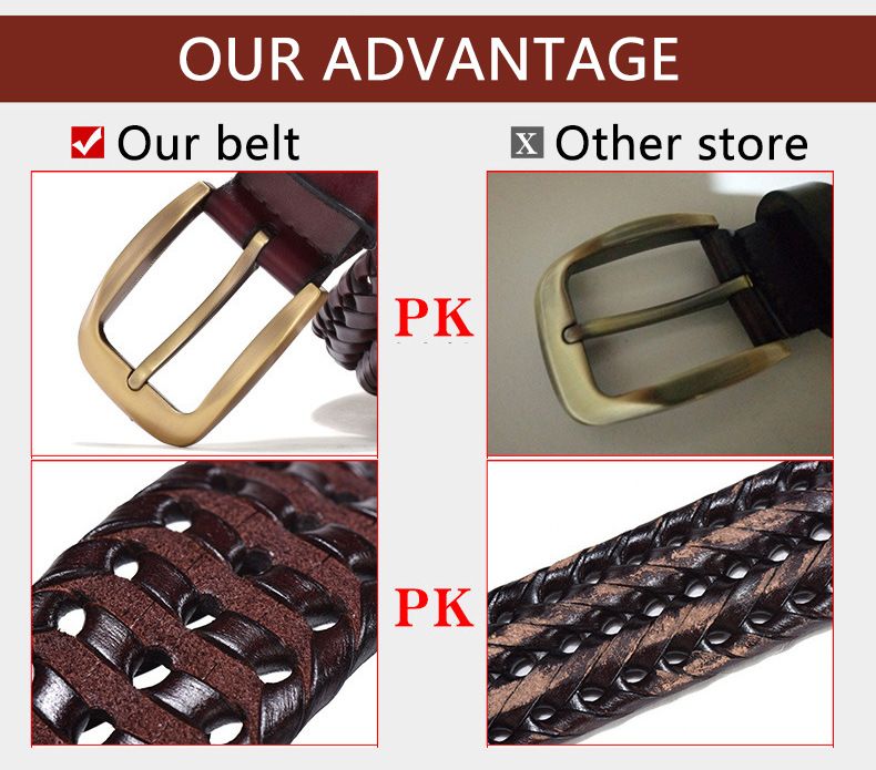 Men's Belts 4.0 Hand Woven Leather Belt Men's Fashion Retro Belt Breathable Pin Buckle Trouser Belt Hot Sale_voghion.com
