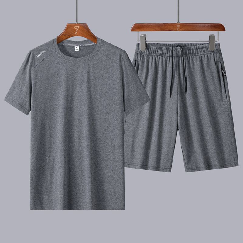 Extra große Papa-Shorts für Herren, lässig, locker, kurzärmelig, Sport, reine Baumwolle, atmungsaktiv, Laufanzug_voghion.com