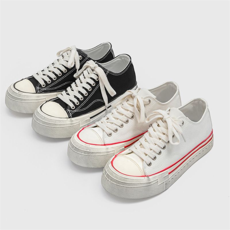 Scarpe da uomo nuove, alla moda, di nicchia, versatili, estive, con testa grande, vecchie, vulcanizzate, basse, in tela con rialzo per l'altezza_voghion.com