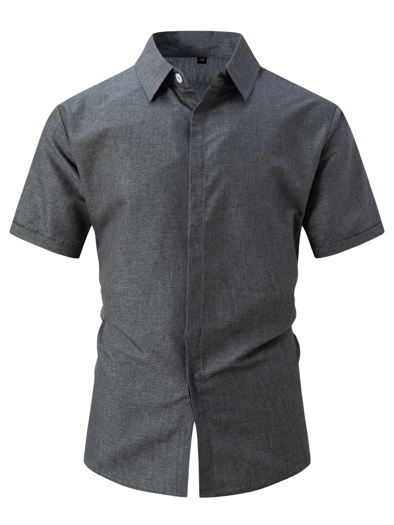 Felpa ampia Ebey, camicia in lino di cotone, camicia a maniche corte da uomo oversize da spiaggia_voghion.com