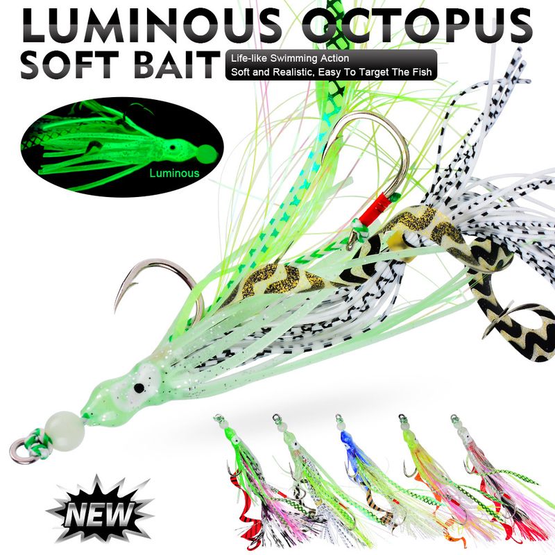 Iron Plate Luminous Lead Fish Double Octopus String Boat Fishing Slow Jigging Squid Hook 17cm Sea Bass Lure Bait_voghion.com