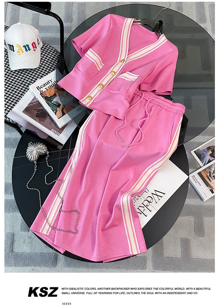 Abito estivo da donna in due pezzi alla moda, alla moda e alla moda, che riduce l'età, in stile profumo piccolo e di fascia alta_voghion.com