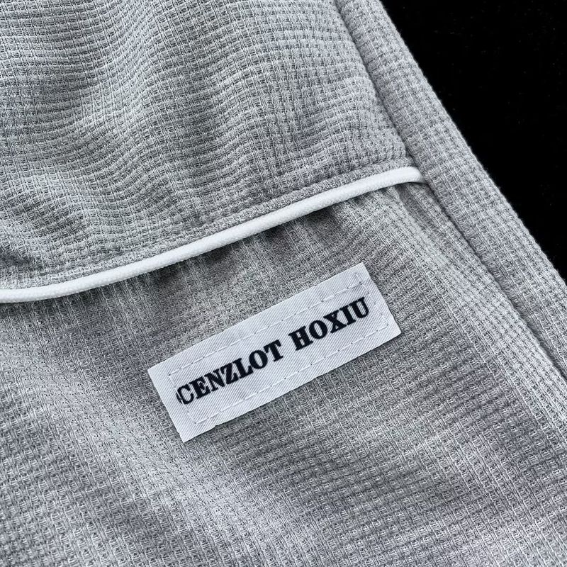 Erkek Giyim yeni küçük moda trendi net kırmızı tuz kızarmış sokak kazak iki parçalı takım_voghion.com