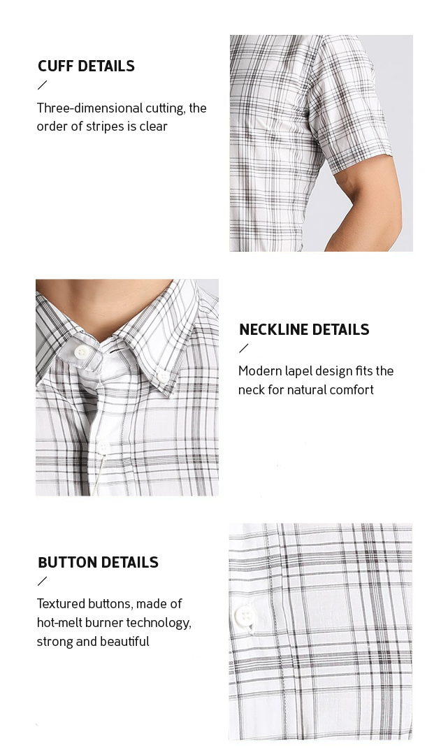 Cotton fabric light and refreshing plaid printing men's short-sleeved shirt men's shirt men_voghion.com