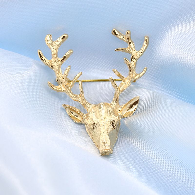 spilla creativa di alce corno dorato regalo di Natale spilla accessori cervo regalo di Natale_voghion.com