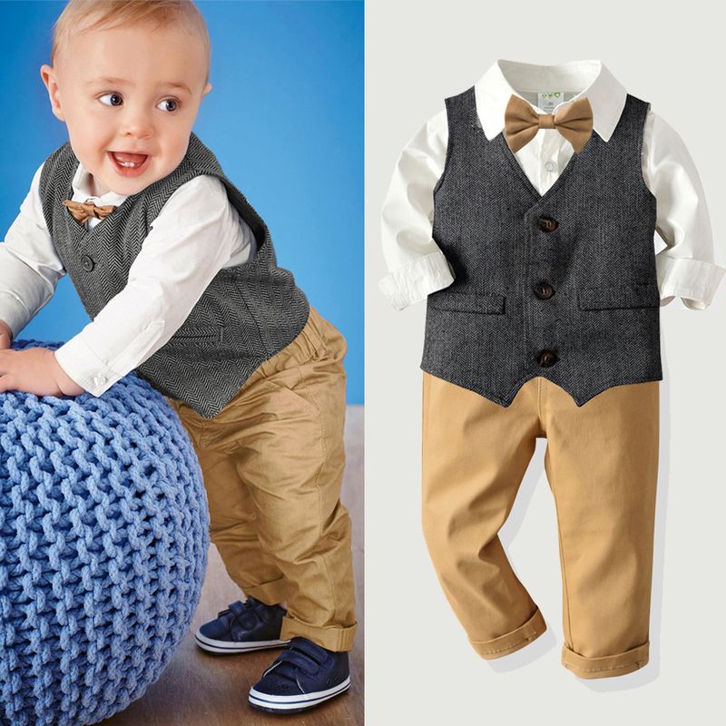 Camicia a maniche lunghe da ragazzo, gilet a strati, pantaloni, papillon da gentiluomo, abito da festa di compleanno per bambini_voghion.com