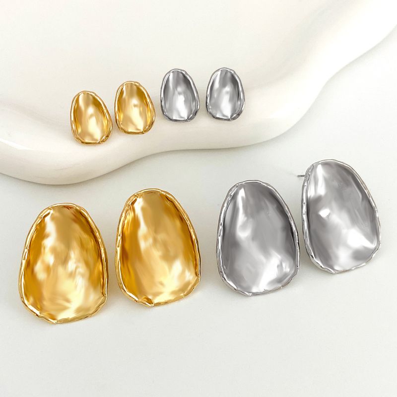 ins style irregular round earrings female French style light luxury niche design texture ear studs earrings_voghion.com