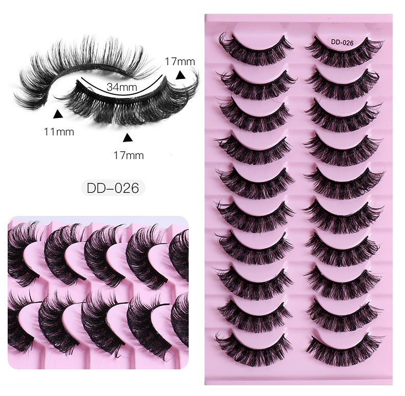 Lash extension set 10 pairs of large curly false eyelashes Natural eyelashes Thick black cotton false eyelashes_voghion.com