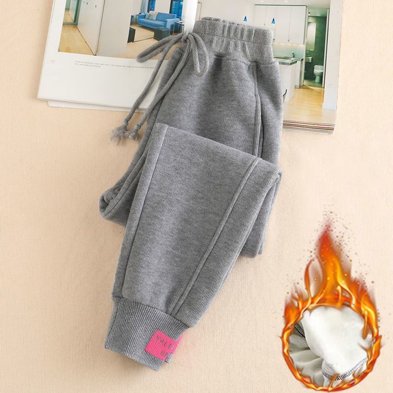 Pantaloni harem con polsini larghi e filettati da donna, per autunno e inverno, più pantaloni in velluto_voghion.com