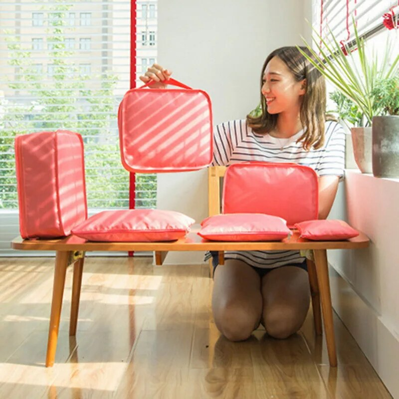 6pcs Travel Bags Suitcase Packing Set Storage Cases Portable Lage Clothes Shoe Foldable Organizer_voghion.com