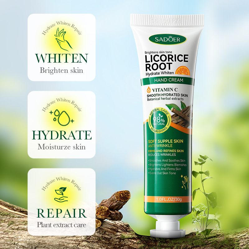 SADOER Crema de manos hidratante, blanqueadora y nutritiva de regaliz en otoño e invierno_voghion.com