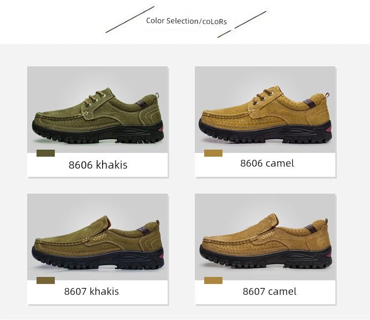 Genuine Leather Spring And Autumn Leisure Camel Shoes For Men_voghion.com