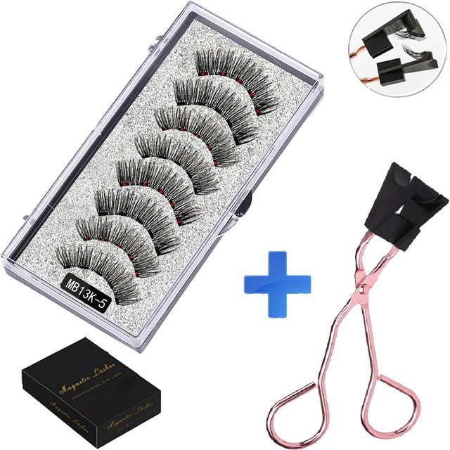 4 paia di ciglia magnetiche naturali con magnete 3D ciglia magnetiche fatte a mano Set di pinzette Ciglia di visone_voghion.com